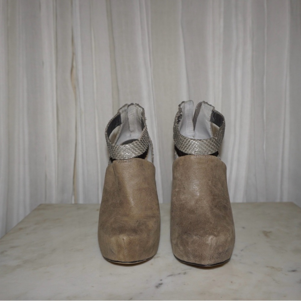 Jessica Simpson Tan and Silver Ankle Booties